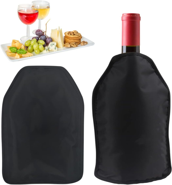 Premium Weinkühler Manschette Schwarz – Wiederverwendbar & Flexibel – Weinkühler für Standardflaschen – Kühlmanschette für Wein, Sekt & Champagner – Ideal für Partys, Picknick, Reisen